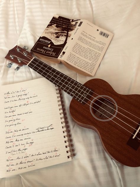 Music Aesthetic Ukulele, Ukelele Aesthetic Vintage, Songwriting Aesthetic Guitar, Songbook Aesthetic, Ukulele Astethic, Ukele Aesthetic, Music Hobby Aesthetic, Vision Board Hobbies, Ukulele Wallpaper