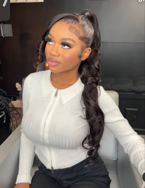 Diy Hair Ideas, Hairstyles For Black Women 4c, 2 Ponytail Hairstyles, Ponytail Hairstyles Black Women, Take Care Of Curly Hair, Ponytail Hairstyles For Black Women, Slicked Back Ponytail, Sleek Ponytail Hairstyles, Weave Ponytail Hairstyles