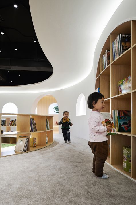 Wood, Shanghai, Design, Reading, Curving Wood, Room Deviders, Children's Library, Nook