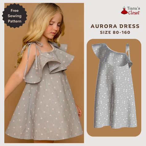 Aurora asymmetrical dress for girls – Free PDF sewing pattern – Tiana's Closet Couture, Free Baby Girl Sewing Patterns, Sewing Kids Clothes Patterns, Sew Outfits, Kids Sewing Patterns Free, Paper To Print, Dress Sewing Tutorials, Free Pdf Sewing Patterns, Aurora Dress