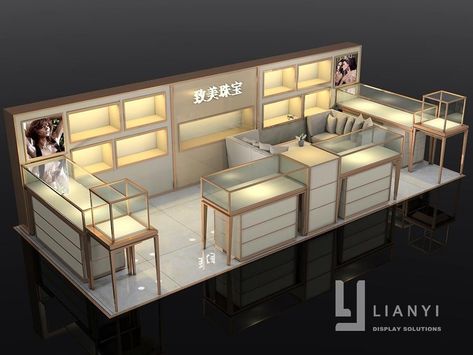 Diamond Store Interior, Booth Design Jewelry, Jewelry Booth Design, Jewellery Store Display, Small Jewelry Shop Interior Design, Jewelry Kiosk Design, Display Counter Design, Jewellery Kiosk, Jewelry Shop Design