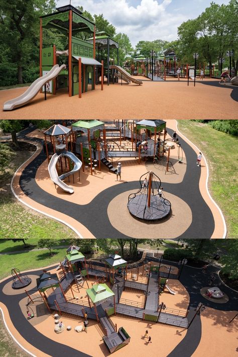 Public Parks Design, Community Park Design Ideas, Playground Rooftop, Playground Layout, Community Park Design, Large Playground, Outdoor Playground Design, Playground Backyard, Park Amenities