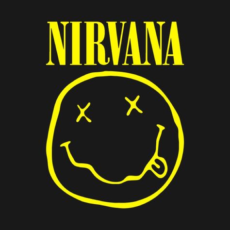 Nirvana Drawing, Nirvana Album, Smiley Face Logo, Nirvana Logo, Nirvana Smiley Face, Punk Fashion Diy, Nirvana Band, Metal Band Logos, Nirvana Shirt