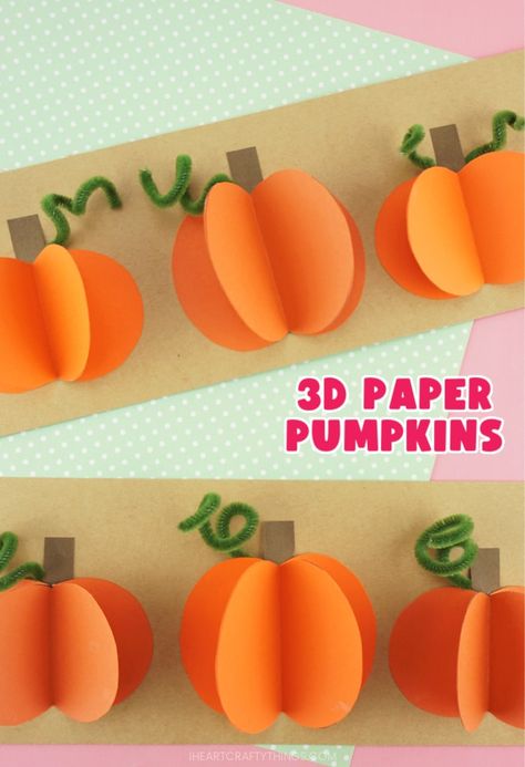 3d Pumpkin Craft, Paper Butterfly Crafts, Paper Pumpkin Craft, Fall Paper Crafts, 3d Pumpkin, Pumpkin Craft, Paper Pumpkins, Fall Arts And Crafts, Zucca Halloween