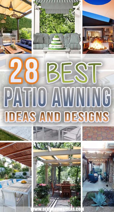 Front Yard Awning Ideas, Outdoor Patio Awning Ideas, Patio Awning Ideas Covered Decks, Pergola Over Patio Ideas, Deck Covers Ideas Patio Shade Diy, Decks With Shade Structure, Shade Awning Ideas, Pergolas, Small Patio Awning Ideas