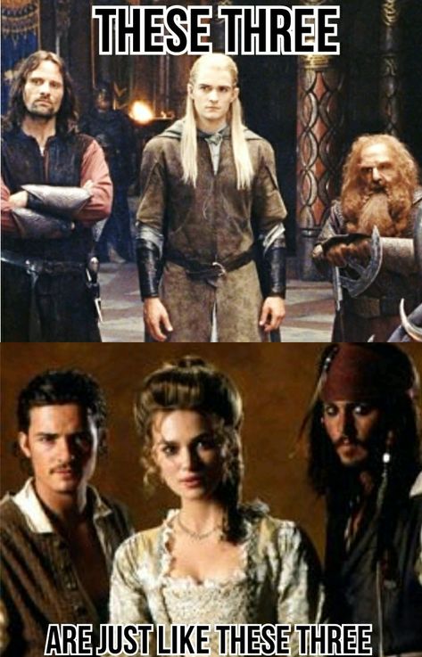 Will Turner And Jack Sparrow, Legolas And Will Turner, Legolas And Gimli Funny, Jack Sparrow X Will Turner, Legolas Gimli Aragorn, Legolas Aragorn Gimli, Jack Sparrow And Will Turner, Gimli X Legolas, Legolas Memes