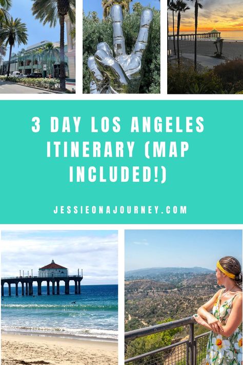 Pinterest pin that reads 3 day los angeles itinerary. Angeles, Los Angeles, One Day In Los Angeles, Los Angeles Itinerary, Things To Do In La, Visit Los Angeles, 3 Days Trip, Los Angeles Hotels, Los Angeles Travel