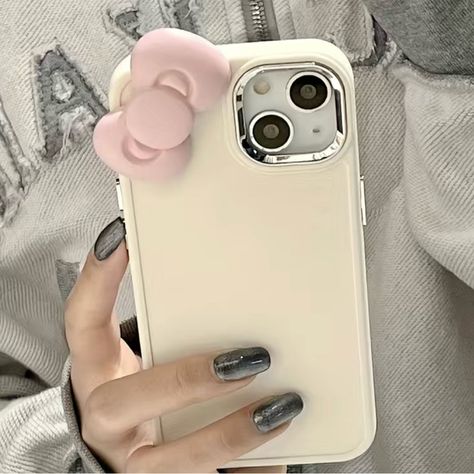 Adorable Hello Kitty Iphone Cover Cute 3d Pink Bowknot Soft Silicone Phone Case For Iphone 14 Pro Max Solid Color Shockproof Cover Color: Beige Sarung Telefon, Hello Kitty Phone Case, Mobile Bag, Apple Support, Iphone Style, Pink Phone Cases, Stylish Phone Case, Personalized Phone Cases, Pink Iphone