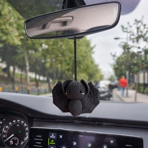 Cute Bat Car Accessories for Halloween, Halloween Crochet Rearview Mirror Decoration, Car interior Charm, Handmade Gift for Woman or Man -  #accessories #Bat #Car #Charm #Crochet #Cute #Decoration #gift #Halloween #handmade #interior #Man #Mirror #Rearview #Woman Amigurumi Patterns, Crochet Rearview Mirror Decoration, Crochet Rearview Mirror, Rearview Mirror Decoration, Car Deco, Mirror Decoration, Cool Car Accessories, Crochet Car, Rear View Mirror Decor