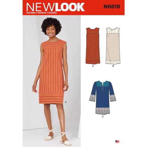 New Look 6619  sewing pattern New Look Dresses, New Look Patterns, Sleeve Variations, Yoke Dress, Loose Fitting Dresses, Miss Dress, Simplicity Sewing, Easy Sewing Patterns, Straight Dress