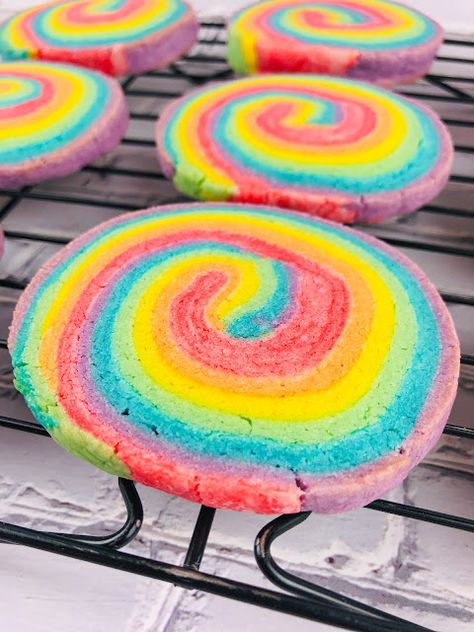 Slice and Bake Rainbow Swirl Sugar Cookies Swirl Sugar Cookies, Swirl Cookies, Rainbow Swirl, Freezer Friendly, Bake Sale, Wax Paper, 1st Bday, Sugar Cookies, The Whole