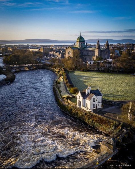 This Is Galway on Instagram: “Looking out from the River Corrib across Galway Bay to the Clare Mountains and beyond 💛👀 Fantastic shot captured from way up high by…” Best Of Ireland, Galway City, County Galway, Erin Go Bragh, Love Ireland, Latin Quarter, County Clare, Wild Atlantic Way, Galway Ireland