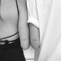 Birth Tattoo, Jonboy Tattoo, Yin En Yang, Pola Tato, Cute Couple Tattoos, Date Tattoos, Matching Sister Tattoos, Couples Tattoo Designs, Sibling Tattoos