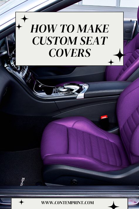 How To Sew Car Seat Cover, Diy Car Seat Cover Vehicles Pattern, Reupholster Car Interior, Customize Car Interior Diy, Diy Seat Covers For Car, Car Mods Interior Diy, Diy Car Seat Cover Vehicles, Car Seat Covers Diy, Diy Carseat Cover
