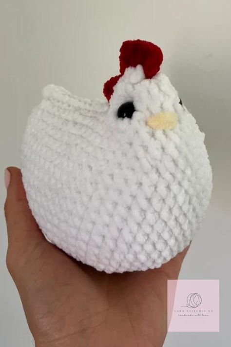 FREE Crochet Chicken Pattern (EASY no SEW) - LisaAuch Crochet Amigurumi Patterns, Free Crochet Chicken Patterns Easy, Chicken Free Crochet Pattern, Crochet Emotional Support Chicken, Crochet Chicken Pattern Free Amigurumi, Crochet Eggs Free Pattern, Quick No Sew Crochet Patterns, Crochet Chickens Free Patterns, No Sew Amigurumi Patterns