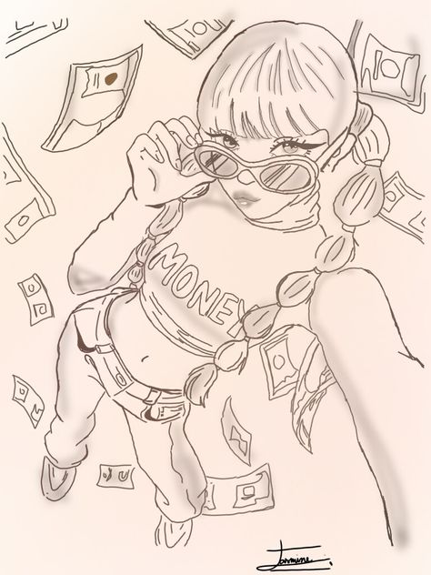 Money صفحات التلوين, Cool Pencil Drawings, Art Tools Drawing, Easy Drawings Sketches, Kpop Drawings, Easy Doodles Drawings, 인물 드로잉, Cute Doodles Drawings, Art Drawings Sketches Creative