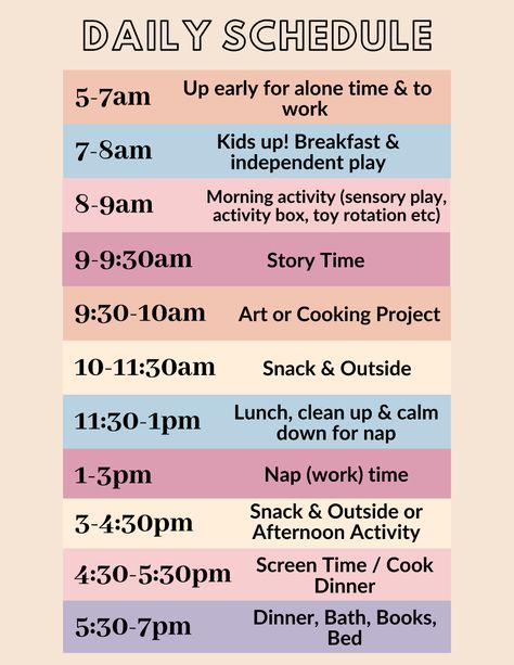 Daily Toddler Schedule To Try During Quarantine - The Mama Notes Organisation, Nanny Routine Daily Schedules, Nanny Daily Schedule, Daily Time Schedule, Daily Toddler Schedule Stay At Home, Sample Toddler Schedule, Mommy Routine Daily Schedules, Babysitting Schedule Daily Routines, Schedule For Preschoolers At Home