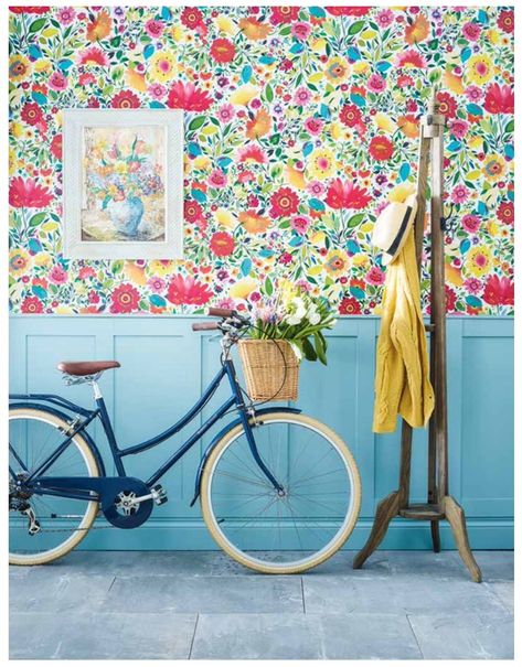 Ariadne's Dream wallpaper from the Kim Parker collection -- Bicycle Hat, Kim Parker, Wallpaper House Design, Grey Floral Wallpaper, Wallpaper Designs For Walls, Floral Wallpaper Bedroom, 3d Wallpaper Design, Nursery Accent Wall, Vintage Floral Wallpapers