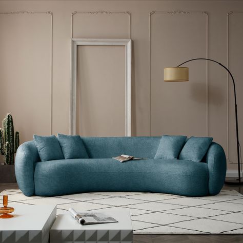 PRICES MAY VARY. Teddy Fabric Arched Couch, Curved L Shape Sofa, Boucle Couch, Curved Sofa Living Room, Comfy Sectional, Curved Couch, Molding Design, Sofa Measurements, Couch Styling