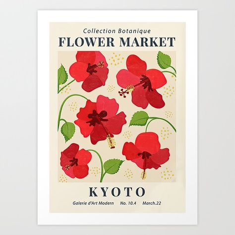 Collection Botanique Flower Market, Hibiscus Poster, Poster Flower Market, Printable Wall Collage, Exhibition Posters, Poster Flower, Pastel Poster, Flower Market Poster, Dorm Art