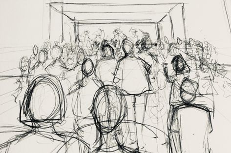 Croquis, Stuttgart, Crowd Drawing Simple, Groups Of People Drawing, Crowded Room Drawing, Crowed People Art, Crowd Of People Drawing Reference, People In Background Drawing, Crowd Of People Reference