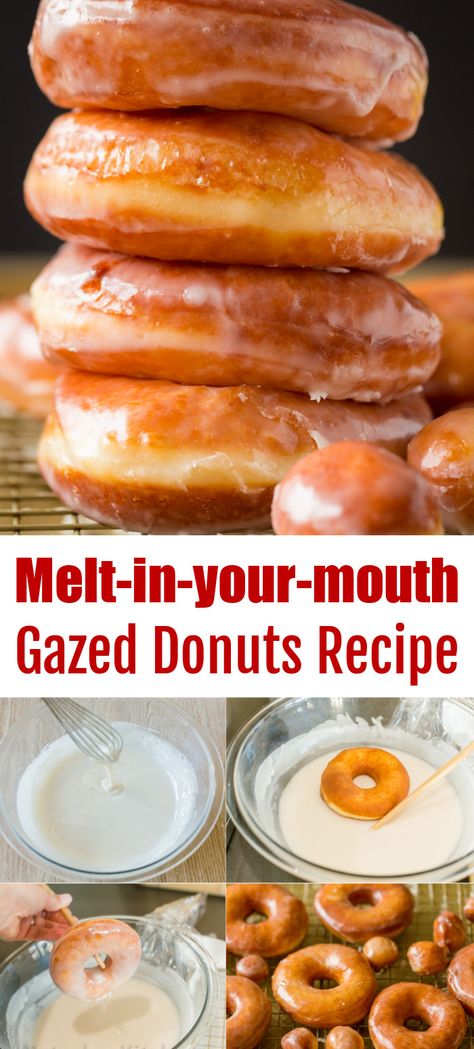Homemade Glazed donuts are fluffy, airy, and melt-in-your-mouth soft. Think of these as gourmet Krispy Kreme donuts. At Home Donut Recipe, Jewish Jelly Donut Recipe, Hanna Bread Recipe, How To Make Yeast Donuts At Home, Crescent Donut Recipe, Homemade Biscuit Donuts Recipe, Yeast Doughnut Recipe Baked, Dessert Recipes With Yeast, Donut Recipe Biscuit
