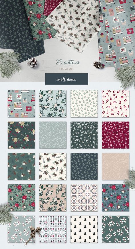 Fimo, Natal, Christmas Pattern Illustration Design, Christmas Repeat Pattern, Modern American Farmhouse, Christmas Pattern Illustration, New Year Graphics, Christmas Illustration Design, Pattern Packaging