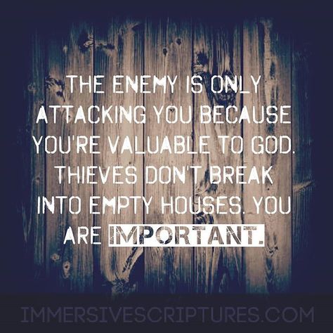 The enemy is only attacking you because you're valuable to God. Thieves don't break into empty houses. You are important. Religious Quotes, Full Armor Of God, Armor Of God, Spiritual Inspiration, Verse Quotes, Christian Inspiration, Quotes About God, Christian Life, Words Of Encouragement