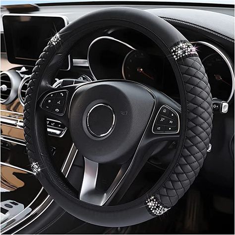 Clean Car Lights, Leather Steering Wheel Cover, Cars Black, Car Wheel Cover, Custom Car Accessories, Bling Car Accessories, Leather Steering Wheel, Motorcycle Lights, Car Bling