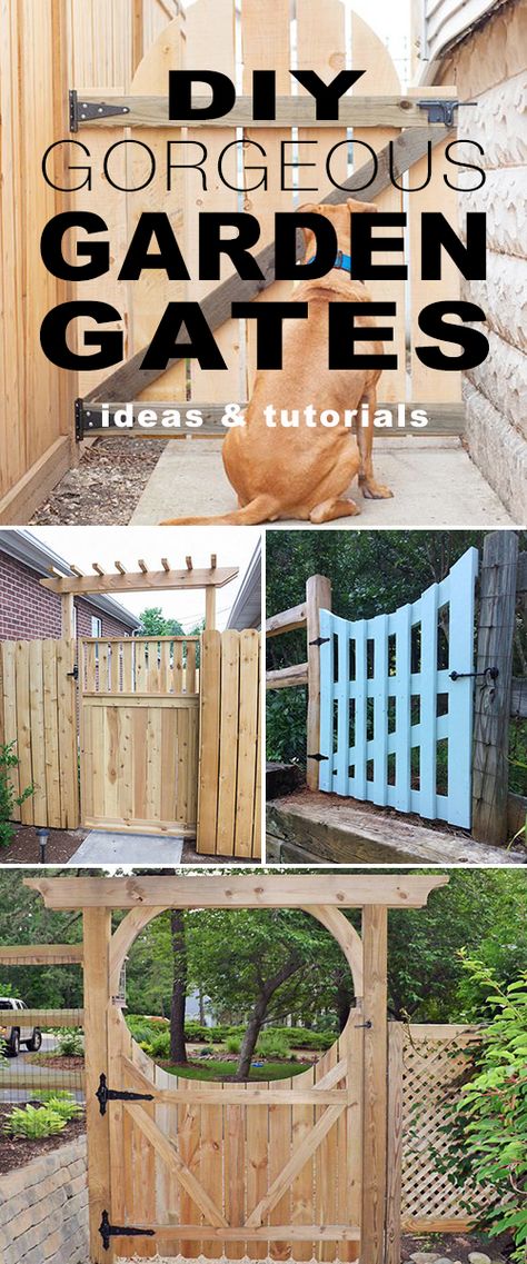 DIY Gorgeous Garden Gates! • Lots of great ideas, tutorials and projects! #DIY #gardengates #DIYgardengates #DIYfencegates #gardengateideas Garden Gates Ideas, Diy Garden Gate, Gates Ideas, Diy Gate, Backyard Gates, Yard Gate, Garden Gate Design, Gate Ideas, Wood Gate