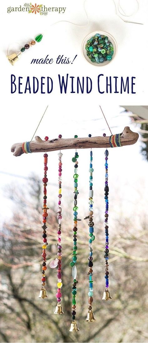How to make a sparkling bead wind chime with bells! Ill admit Im a bit of a craft supply hoarder and have accumulated a massive amount of beautiful beads over the years but have barely used them. This project is the perfect excuse to get out my bead sup Carillons Diy, Diy Dekor, Story Layout, Layout Bloxburg, Diy Wind Chimes, Bloxburg House, Camping Crafts, Nature Crafts, Wind Chime