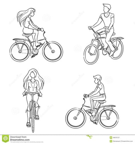 Man and woman riding a bicycle. Croquis, Biking Drawing, Bicycle Cartoon, Bicycle Sketch, Ride Drawing, Bicycle Drawing, Monochrome Drawing, Lines Illustration, Geometric Shapes Drawing