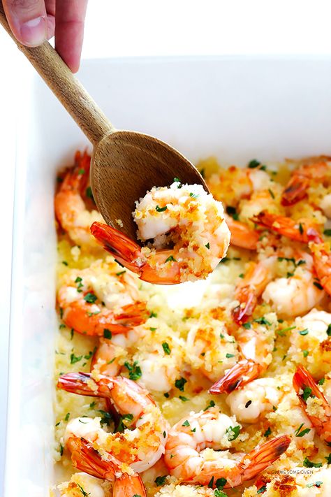 Garlicky Baked Shrimp Recipe -- one of my favorite easy dinners! It's super quick, calls for just a few simple ingredients, and it's completely delicious. | gimmesomeoven.com Garlicky Baked Shrimp, Baked Shrimp Recipes, Completely Delicious, Shell Fish, Baked Shrimp, Shrimp Recipes Easy, Shrimp Dishes, Shrimp Recipe, Easy Dinners