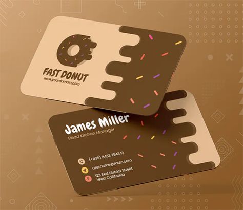 Fast Donut Bussiness Card Art Business Cards, Graphic Design Cards, Graphic Design Business Card, Name Card Design, Professional Business Cards Templates, Visiting Card Design, Karten Design, Business Card Design Creative, Graphic Design Blog