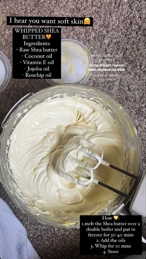 Diy Body Butter Recipes, For Soft Skin, Haut Routine, Homemade Body Butter, Diy Body Butter, Body Butters Recipe, Whipped Shea Butter, Diy Skin Care Recipes, Diy Body Scrub