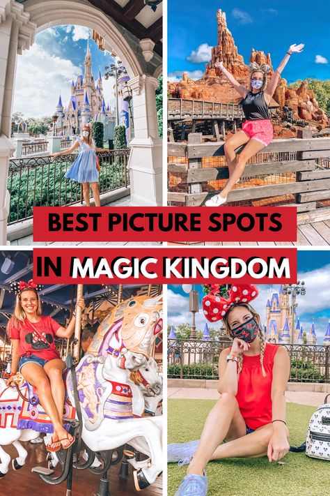 Best Disney Pictures Ideas, Magic Kingdom Photo Ops, Best Photo Spots In Magic Kingdom, Best Picture Spots In Disney World, Magic Kingdom Family Photos, Disney Magic Kingdom Tips, Magic Kingdom Photoshoot, Disney World Castle Pictures, Magic Kingdom Castle Pictures