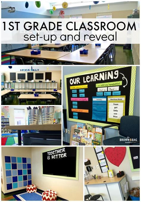 1st Grade Classroom Reveal: Awesome ideas for set-up and organizing a space. I LOVE the Work on Writing area! Organisation, 1 St Grade Classroom Set Up, Michaels Photo Storage Classroom, Cute 1st Grade Classrooms, First Grade Classroom Set Up Layout Organization Ideas, Grade One Classroom Set Up, 1st Grade Classroom Set Up Room Pictures, First Grade Classroom Set Up Themes, 1st Grade Classroom Ideas