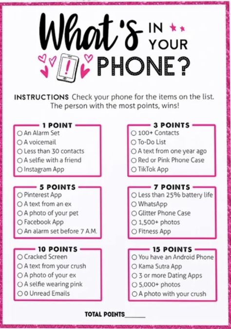 Fun Ideas For Ladies Night, Ladies Night Sleepover Ideas, Grown Up Games Night Parties, Lady’s Night Ideas, Pajama Game Night Party Ideas, Girls Night Out Games Free Printable, Games For Ladies Night Woman Fun, Ladies Brunch Activities Fun, Ladies Night Pajama Party Ideas