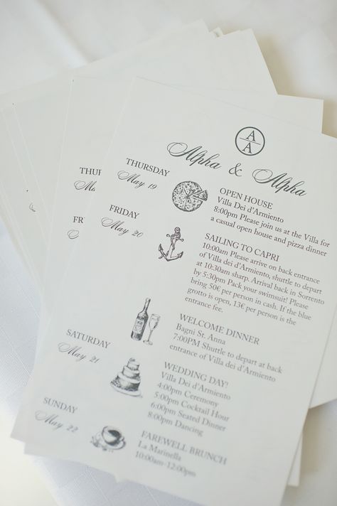 Wedding itinerary for this destination wedding in Italy | Image by Thanasis Kaiafas Wedding Coordinator Checklist, Visual Timeline, Destination Wedding Itinerary, Wedding Weekend Itinerary, Wedding Itinerary, Wedding Planning Timeline, Wedding Week, Wedding Timeline, Destination Wedding Invitations