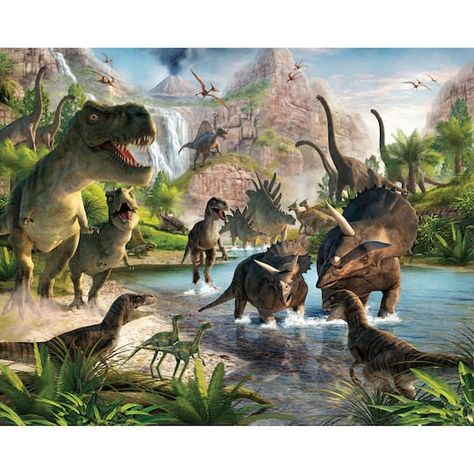 Dinosaur Land, Baby Shower Background, 3d Wall Decals, Cloth Pattern, Murals For Kids, World Wallpaper, Painting Canvases, Woven Wood, Kids Room Wallpaper