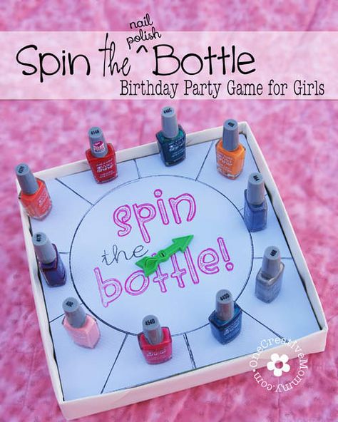 Girls Birthday Party Games, Birthday Sleepover Ideas, Slumber Party Birthday, Girls Slumber Party, Girls Party Games, Spin The Bottle, Sleepover Birthday Parties, Slumber Party Games, Girl Sleepover