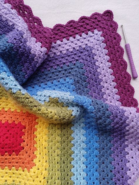 Spruce up your dorm room with these cozy crochet blanket patterns! Click to decorate! 🎓 Make your space feel like home with handmade blankets! Amigurumi Patterns, Beachy Crochet Blanket, Rainbow Granny Square Blanket, Rainbow Blankets, Crochet Rainbow Blanket, Rainbow Crochet Blanket, Baby Blanket Boho, Crochet Blanket Pattern Free Easy, Boho Baby Gifts