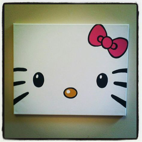 DIY Hello Kitty Canvas Painting...totally making this for my future Hello Kitty lover Hello Kitty Canvas Painting, Hello Kitty Canvas, Mini Toile, Diy Hello Kitty, Kitty Painting, Hello Kitty Bedroom, Cat Bedroom, Hello Kitty Rooms, Hello Kitty Crafts