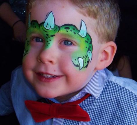 Dinosaur Face Painting, Monster Face Painting, Dragon Face Painting, Animal Face Paintings, Face Painting For Boys, Christmas Face Painting, Dragon Face, Face Painting Easy, Face Paint Makeup