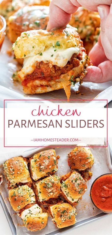 Parmesan Sliders, Chicken Parmesan Sliders, Fingerfood Baby, Hawaiian Roll, Appetizers For A Crowd, Mini Sandwiches, Slider Recipes, Läcker Mat, Party Appetizer