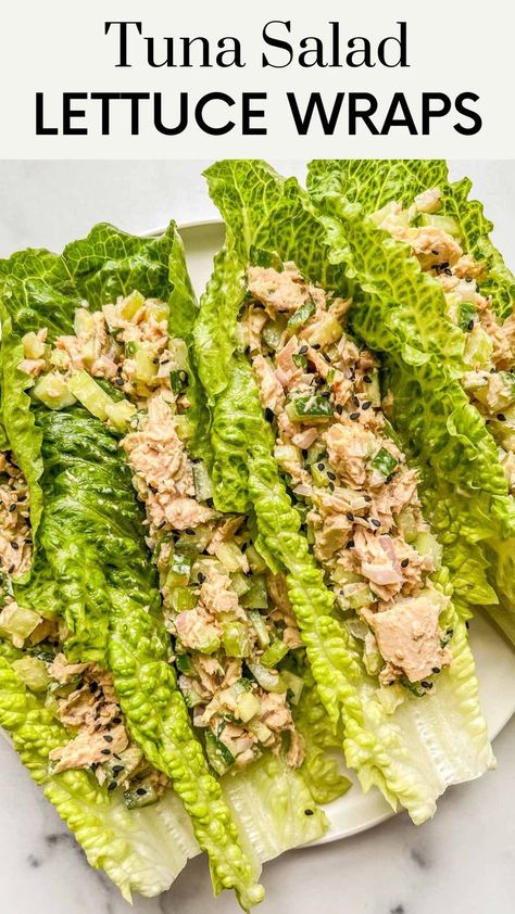 Essen, Tuna Wrap Recipe Healthy, Tuna Wraps Recipes, Tuna Salad Lettuce Wraps, Tuna Salad Lettuce, Tuna Lunch, Low Carb Tuna Salad, Tuna Lettuce Wraps, Salade Healthy