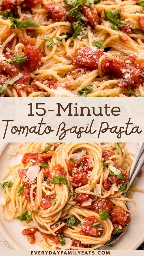 With classic flavors we all know and love, this Tomato Basil Pasta uses pantry staples and can be made with either canned tomatoes or fresh! C Diff Diet Recipes, Spaghetti With Diced Tomatoes, Pasta With Fresh Cherry Tomatoes, Basil And Tomato Recipes, Things To Make With Tomatoes, Tomato And Basil Recipes, Pasta With Diced Tomatoes, Spaghetti With Tomatoes, Recipes With Diced Tomatoes