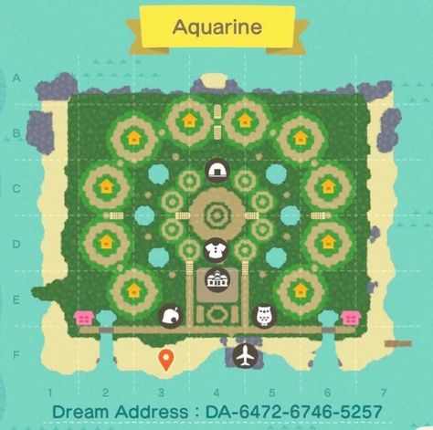 Acnh Island House Layout, Circular Path Animal Crossing, Acnh Home Layout Ideas, Animal Crossing Island Layout Simple, Acnh Paths Design Codes, Villager House Layouts Acnh, Acnh Culdesac Layout, Acnh Design Id Codes Path, Animal Crossing House Layout