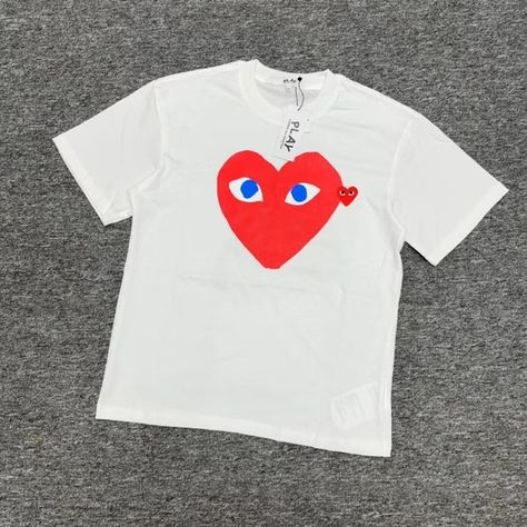CDG Play size heart round-neck short-sleeved T-shirt men's white Comme Des Garcons Play Shirt, Cdg Play, Play Shirt, Comme Des Garcons Play, White Brand, Des Garcons, Pajama Shirt, Stationery Supplies, Fit N Flare Dress