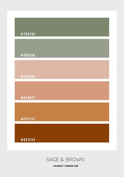 Brown and Sage Colour Palette | sage and brown color scheme Boho Terracotta Color Palette, Terracotta Color Palette With Hex Codes, Colour Combinations Hex Code, Sage Bedroom Palette, Paint Color Schemes With Sage Green, Terracotta Color Palette Hex Code, Boho Color Hex Codes, Earthy Pink Living Room, Canva Color Pallete Green